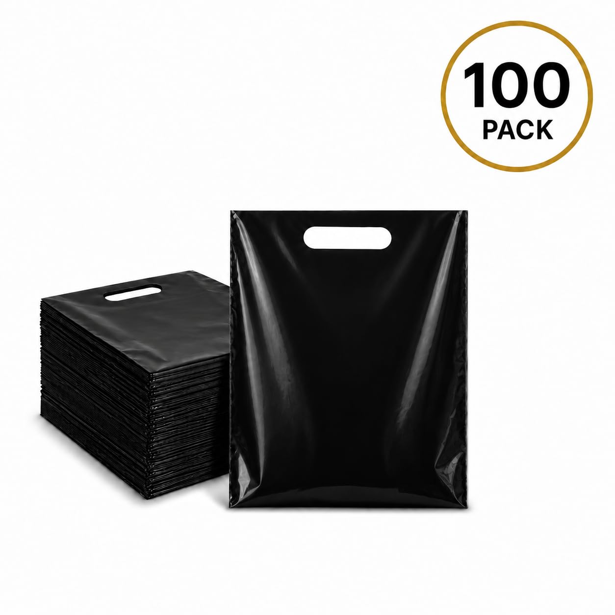 【3袋set】【新品未開封】スリビア☆ブラックフライデーセール延長！！ Amazon.com: 100 Pack Black Plastic Shopping Bags with Die Cut