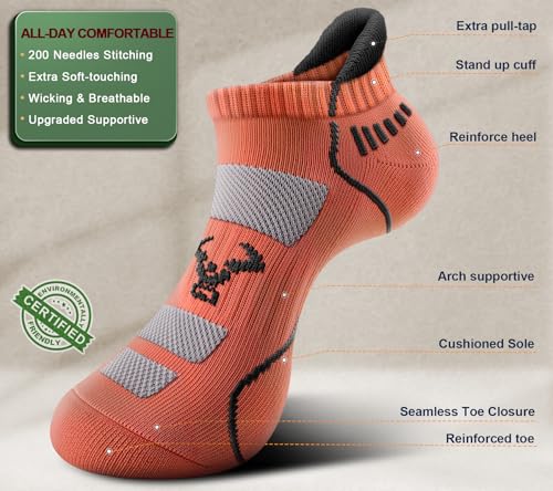 Image of BULLIANT Men Running Ankle Socks 6Pack-Cushioned Support-Low Cut No Show