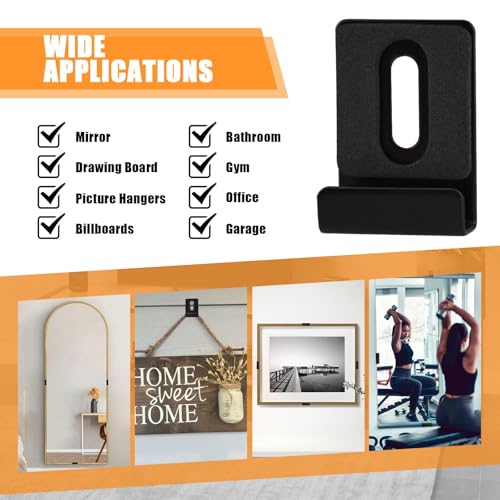 Image of 10Pcs Metal Mirror Clips with Rubber Pads, 304 Stainless Steels Wide Channel Mirror Frameless Hardware Hanger Hooks Retainer Holder Clips Kit for Frameless Mounting Wall Mirror Tile Billboard Display