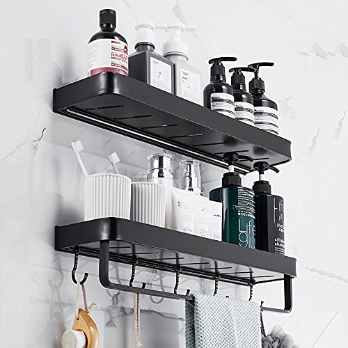 Cesta de Ducha Cesta de Ducha Negra Sin perforación Organizador de Ducha Adhesivo Montado en la Pared Espacio Aluminio para baño de cocina-E50cm