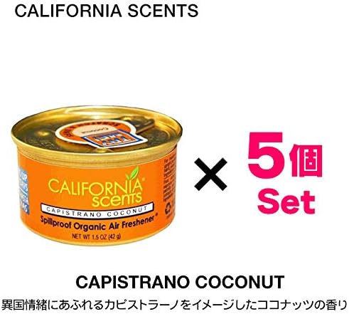 Amazon カリフォルニアセンツ エアフレッシュナー カスピトラーノ ココナッツ お得な5個セット California Scents Spillproof Organic Air Freshener Capistrano Coconut 芳香剤 車 缶 並行輸入品 車用 芳香剤 車 バイク