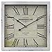 Yosemite Home Decor Square Wooden Wall Clock, White Frame, White Face, Black Text, Black Hands