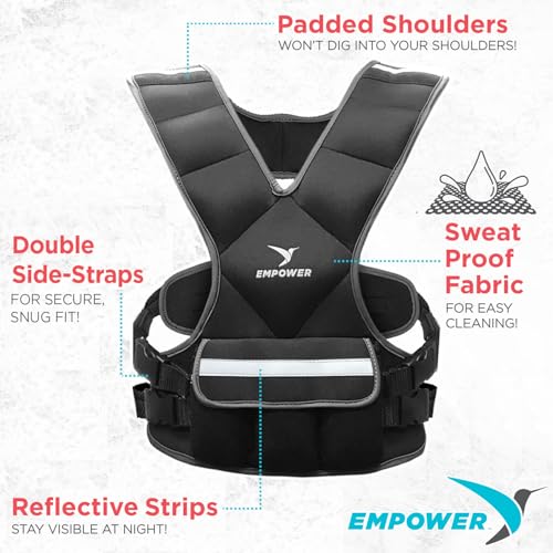 Empower Weighted Walking Vest for Women – Strengthen Muscles, Boost Bone Health, and Burn More Calories, fixed 8lbs, adjustable (4in1) 4-10lbs or (4in1) 10-16lbs