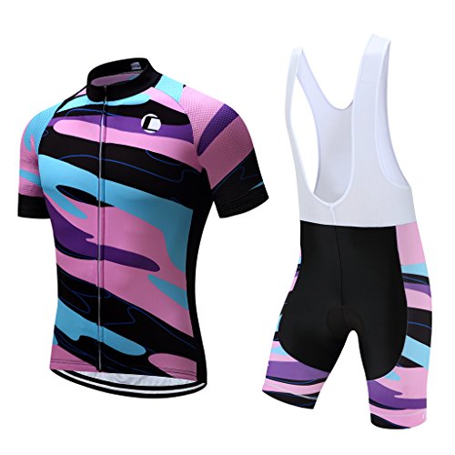 Men's Short Sleeve Cycling Jersey Sets Bike Shirt Bib Shorts 4D Gel Padded,Cycling