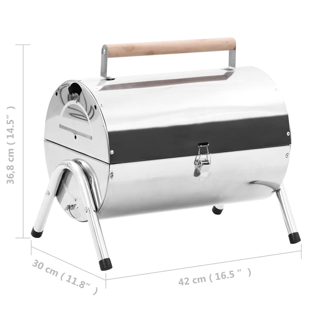vidaXL - Grills - Tragbarer Tisch-Holzkohlegrill Edelstahl Doppelrost