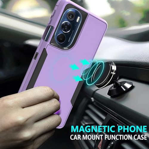 Protector Moto G Stylus 2022 XT2211 resistente de doble capa morado con imán integrado 4