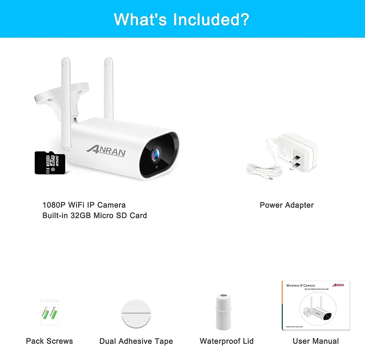 Contents of ANRAN Security Camera package