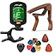 MOREYES Capo de guitare pour guitare acoustique, ukulélé, guitare électrique, basse avec des sélections de guitare en bois tuner capo