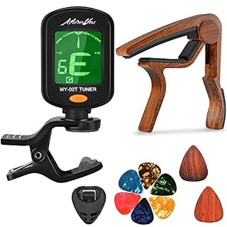 Moreyes Capodastre de guitare – pour guitare acoustique ukulélé, guitare électrique, basse – Avec médiators aspect bois GC-9 Rosewood - Les Beatles, Paul McCartney, John Lennon, RIngo Starr, George Harrison