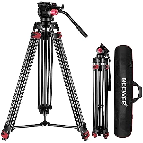 NEEWER 79"/200cm Video Tripod, Heavy Duty Aluminum Alloy Camera Tripod Stand with 360° Fluid Drag Head, QR Plate Compatible with Canon Nikon Sony and Other DSLR Camera Camcorder, Load Up to 17.6lb/8kg