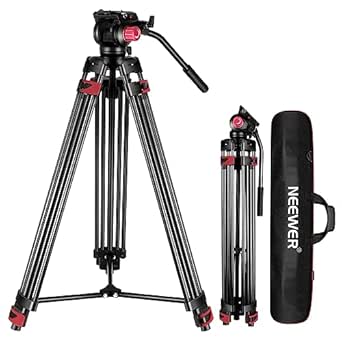 NEEWER 79"/200cm Video Tripod, Heavy Duty Aluminum Alloy Camera Tripod Stand with 360° Fluid Drag Head, QR Plate Compatible with Canon Nikon Sony and Other DSLR Camera Camcorder, Load Up to 17.6lb/8kg