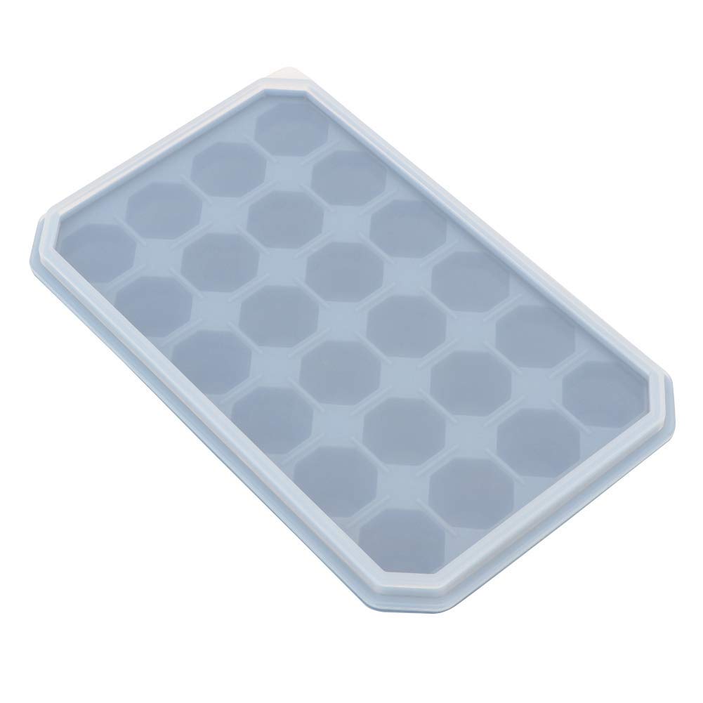 24 Grids Ice Trays, DIY Silicone Ice Cube Tray with Lid Chocolate Mould for Kitchen Mold Accessories (Blue)
