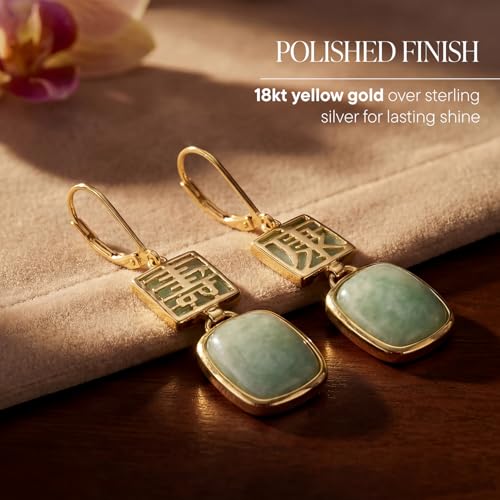 Image of Ross-Simons Jade inchLongevity inch Drop Earrings in 18kt Gold Over Sterling