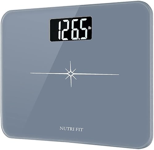 NUTRI FIT - Escáner digital ultra ancho de peso corporal de alta precisión con pantalla LCD retroiluminada fácil de leer, 400 libras, gris definitivo