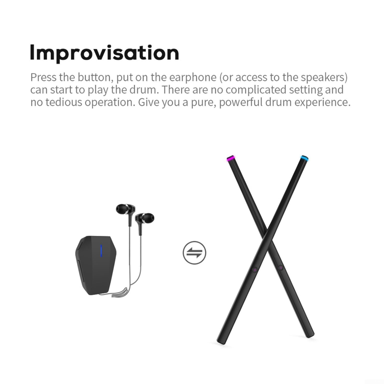 Virtuelles Air Drum Set mit Basspedal, Tragbare Elektronische Trommeln, Silent Digital Rock Beat Rhythm Kit Home und Outdoor