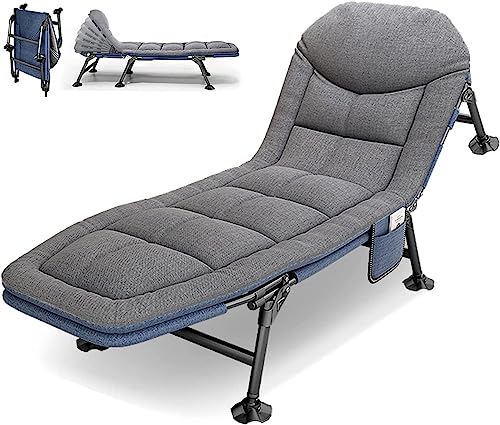 Adjustable Outdoor Lounger, Patio Lounge Chairs Extra Wide, Camping Cots For Adults 5-Position Folding, Portable Recliner Tanning Patio Chairs Perfect For Lawn, Sunbathing (Lounge Chair-Grey) #TOP2