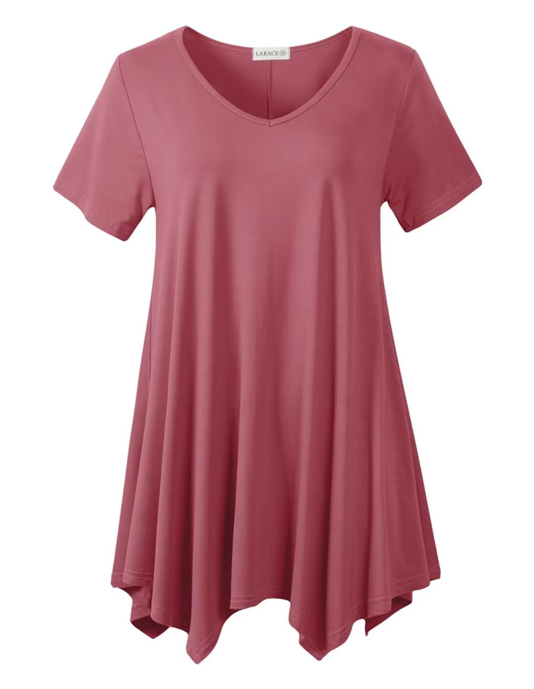 LARACE Plus Size Tops for Womens Summer Clothes Short Sleeve Shirts Casual V Neck Tunic Asymmetrical Blouses