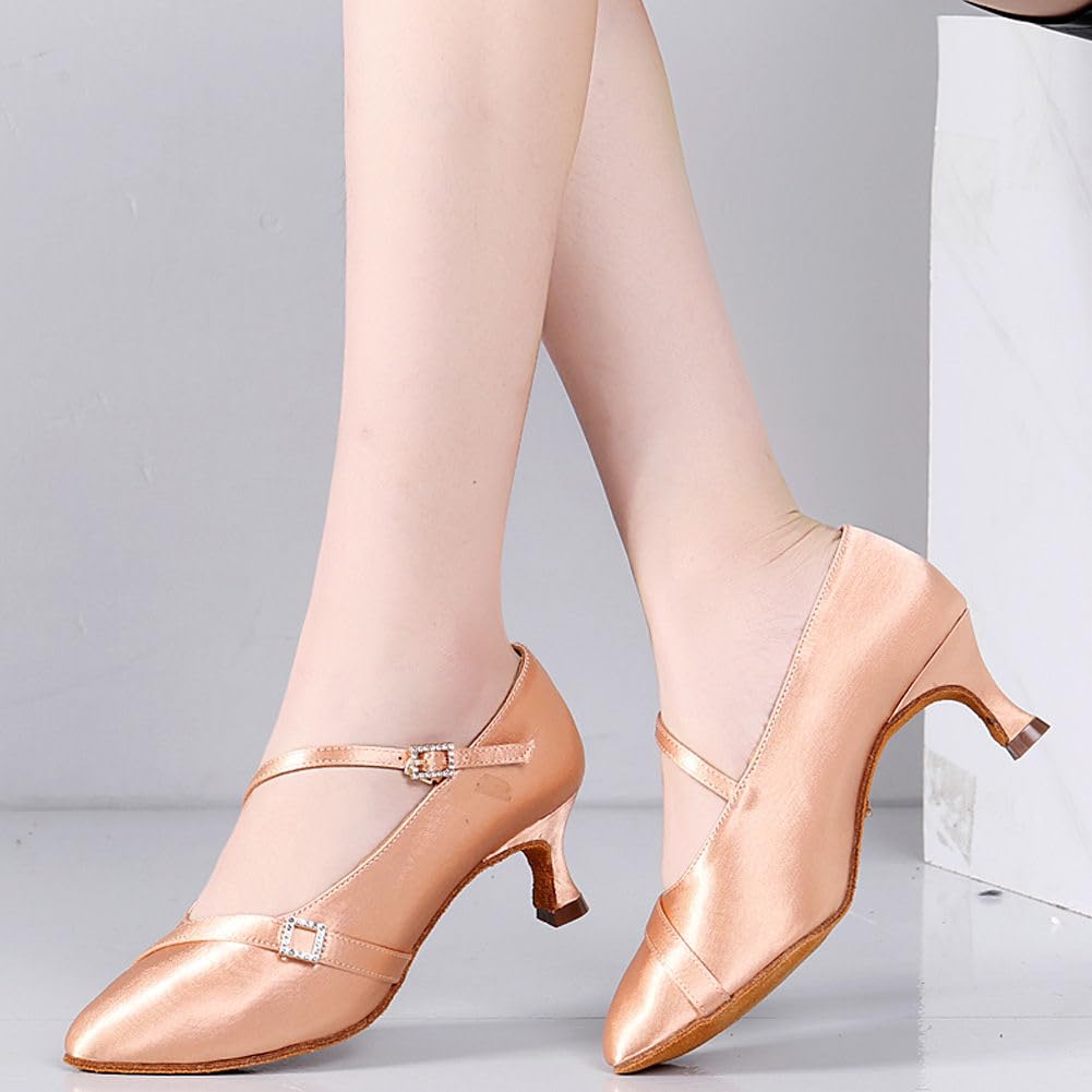 Scarpe da Ballo Latino Americano Donna Punta Chiusa Ampio Standard Moderna Scarpe da Danza da Salsa Tango e Bachata,New-125