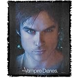 LOGOVISION Vampire Diaries Blanket, 50'x60' Damon Eyes Woven Tapestry Cotton Blend Fringed Throw