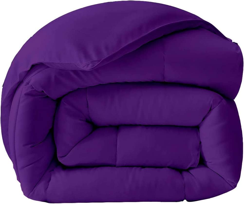 Luxurious 1000 Thread Count Full Size 1 Piece Comforter (500GSM Microfiber Fill) 100% Egyptian Cotton Purple Solid - (88"X88")