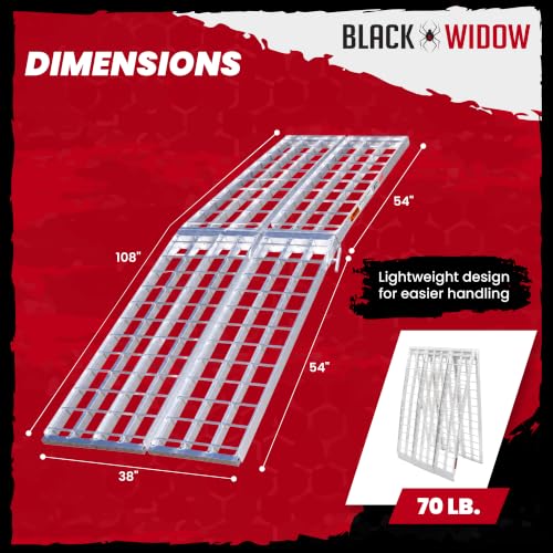 Image of Black Widow Aluminum Arched Folding Motorcycle Ramp, 1,500 lb, 9 Ft x38 in