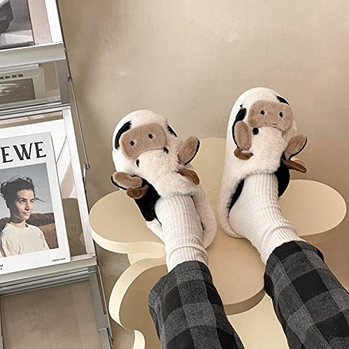 Women's Cozy Plush Cartoon Cow Slippers - Cute Animal Indoor Outdoor Home Fuzzy Warm Footwear3
