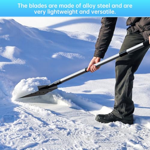 Aokia Snow Shovel, Flat Shovel Driveway, Ice Scraper, Garden Scraper Tool, Steel Snow Shovel Ice Chopper for Garden Cleaning, 54 inch Long Handle for Snow Removal, Weed Remove, Weeding