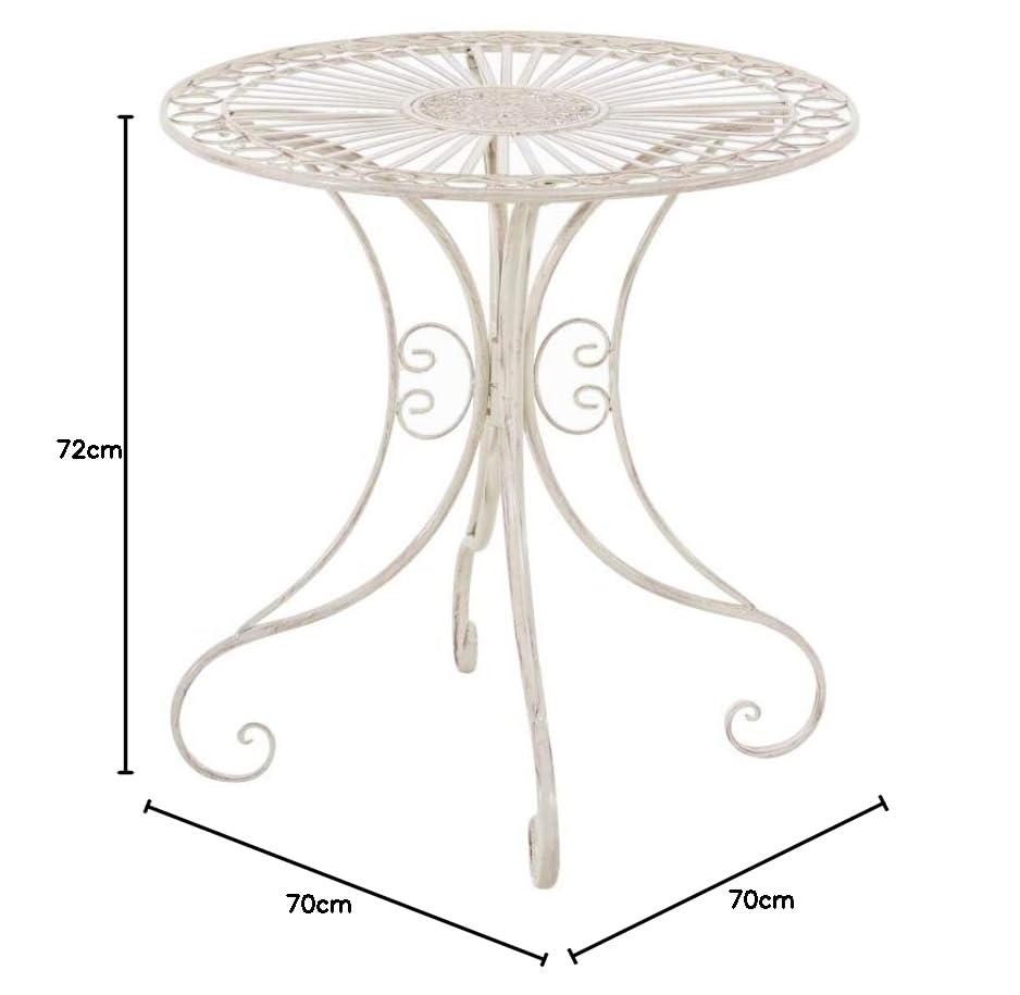 Table de terrasse en fer forgé Hari au style antique raffiné - 4