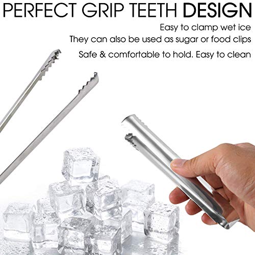 Dugato Ice Tongs, 2Pcs Small Tongs 6.3 Inch Stainless Steel With Sharp Teeth Make Grabbing Ice Easy thumb #3
