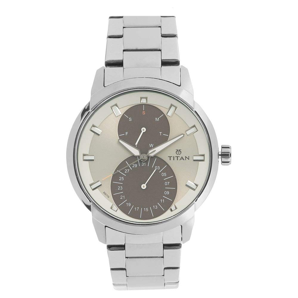 Titan Men Stainless Steel Analog Grey Dial Watch-1756Qm01/Np1756Qm01, Band Color-Silver (B07D3BNM4Q) Amazon Price History, Amazon Price Tracker