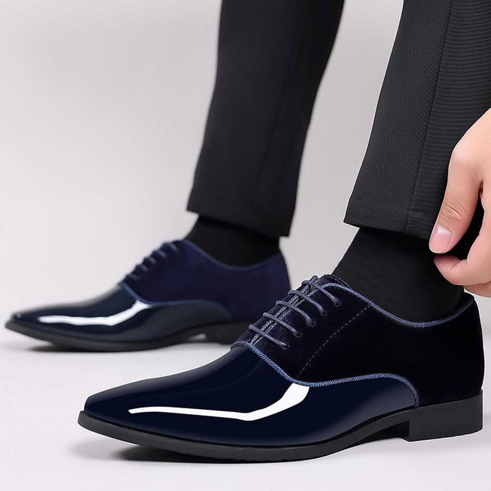 Mocassini Eleganti da Uomo in Pelle Verniciata Classici Stringati Business Scarpe Oxford da Sposa