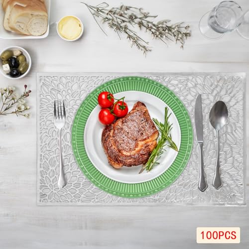 100 Platos Decorativos Redondos de Plástico 13" miniatura 3