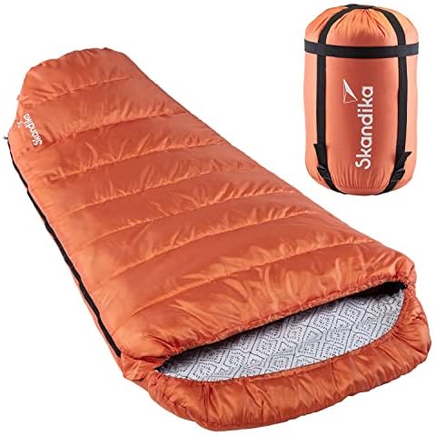 Skandika Schlafsack Vegas | XXL Mumienschlafsack mit Polycotton Innenfutter Cover