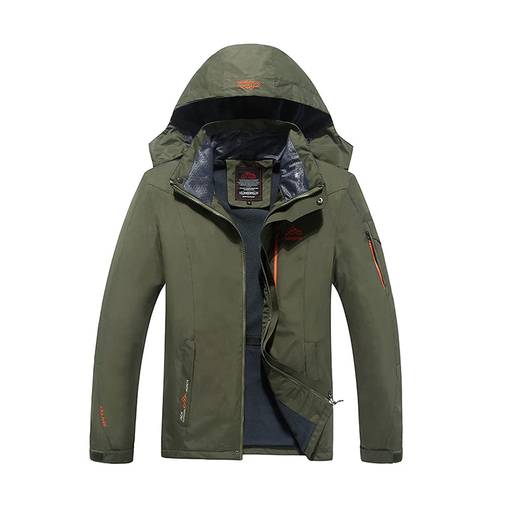 Giacca da Sci da Montagna Calda Uomo Parka da Neve Imbottita Cappotto da Snowboard in Pile Giubbotto con Cappuccio Staccabile Impermeabile Giacca Softshell Cappotti Invernale All'aperto