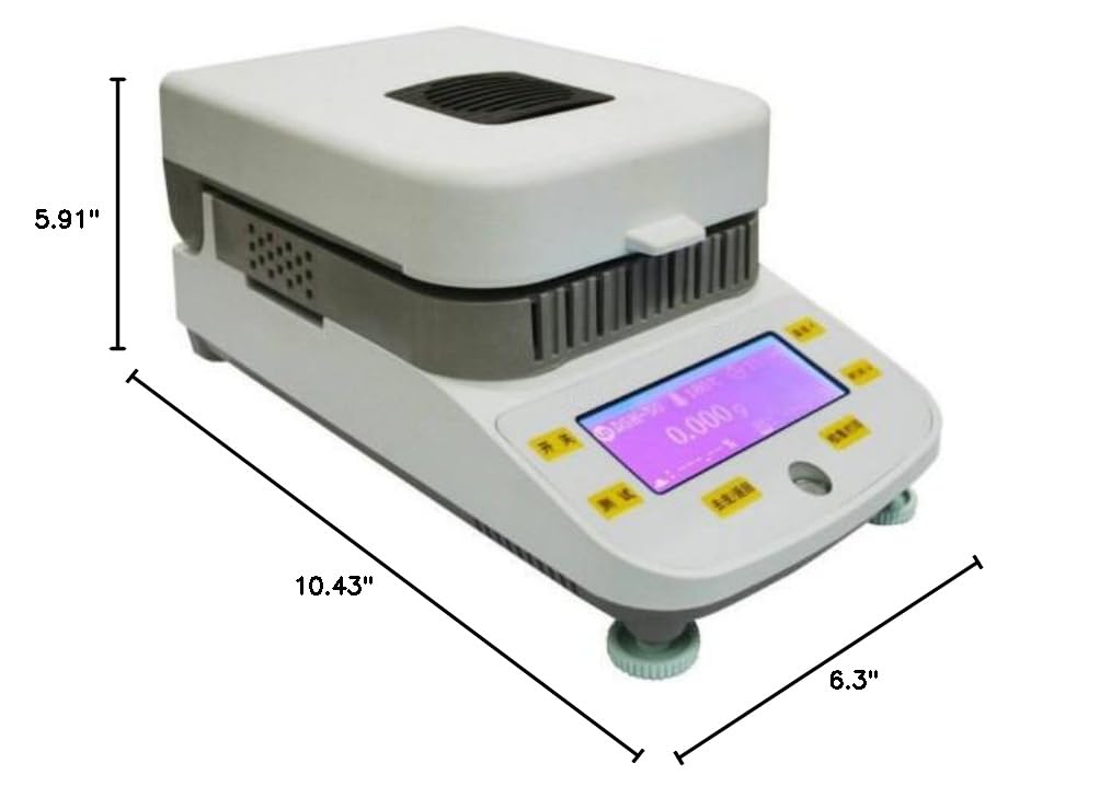 100g Capacity 1mg Readability LCD Display Lab Moisture Analyzer Tester with Halogen Heating 50-180℃ Adjustment (220V)