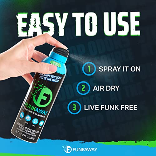 FunkAway Aerosol Spray, 8 oz., Extreme Odor Eliminator Spray, Ideal for Shoe Smells, Pet Odors and Bulky Stuff that Won't Fit in the Wash; Attacks Musty Odors at the Source