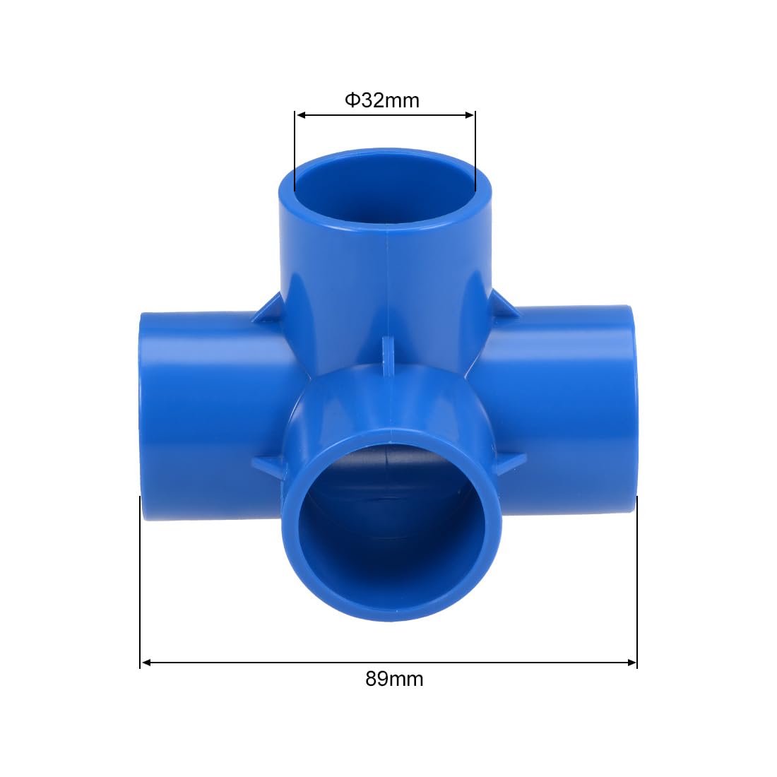 sourcing map Raccord 4 Voie Tuyau PVC coudé T pour Meuble irrigation Bleu 32mm 10Pcs