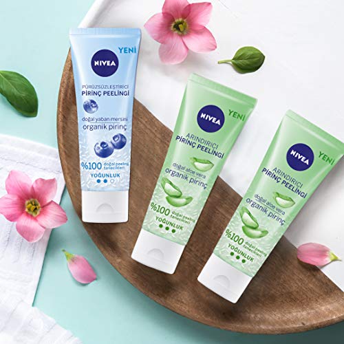 NIVEA Arındırıcı Organik Pirinç Peeling 75 ml, Karma Ciltler, Aloe Vera ile Yüz Bakım, Cildi Arındırır, Etkili Yüz Temizleme