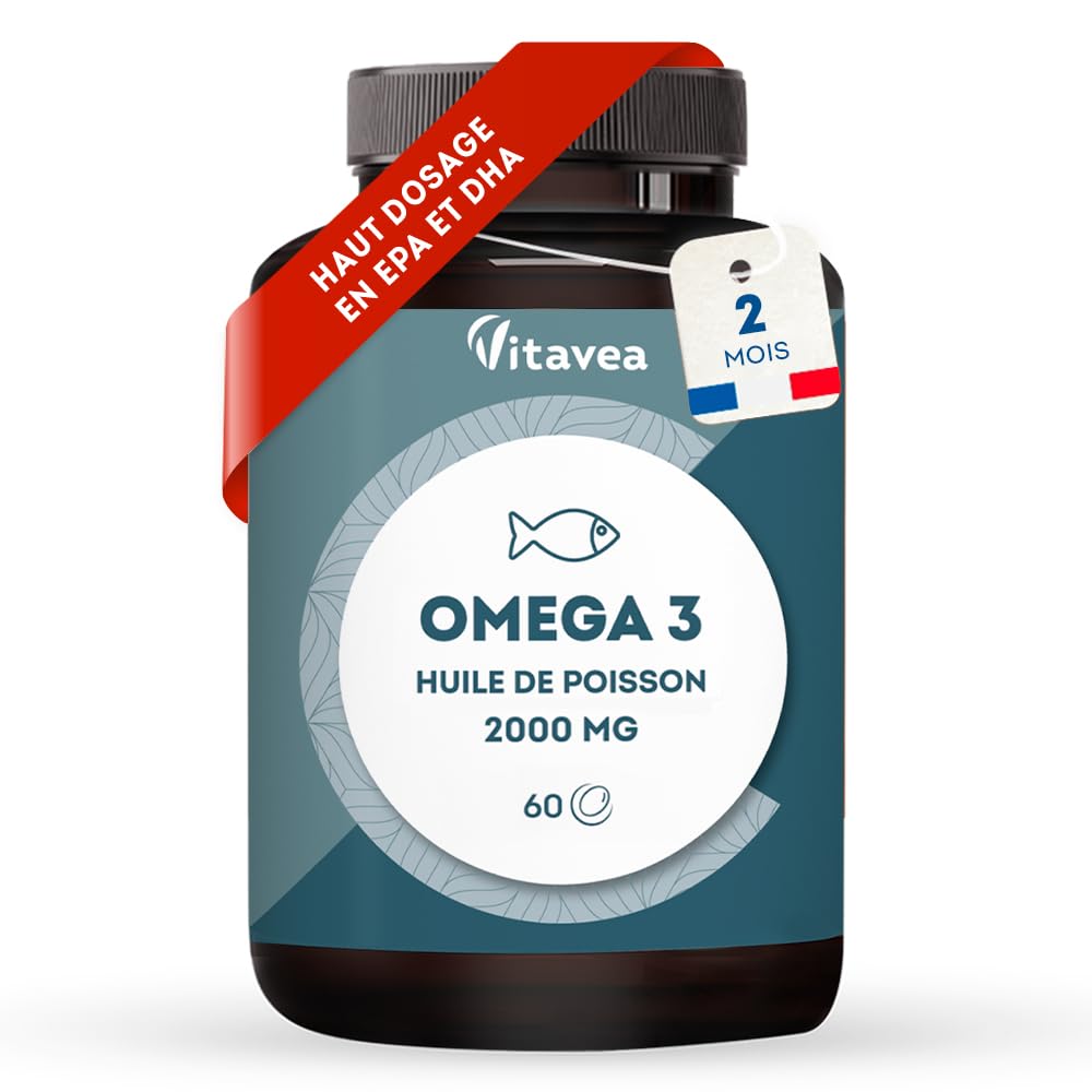 Vitavea Omega 3 Huile de Poissons Sauvages 2000mg - Haute Concentration en EPA - Soutien des Fonctions Cognitives - Fabr
