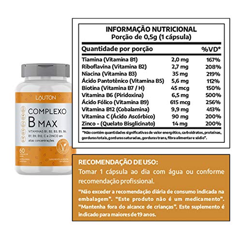 Complexo B Max Vegano 60 Capsulas Lauton Nutrition Clinical…