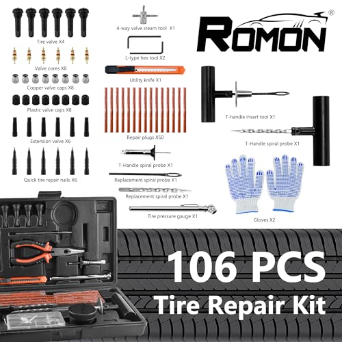 Tire Repair Kit for Car, Motorcycle, 106 Pcs Universal Heavy Duty Tire Plug Kit, Tire Patch Kit to Fix Punctures and Plug Flats of ATV, RV, Jeep, Trailer, Truck, Tractor - Image 3