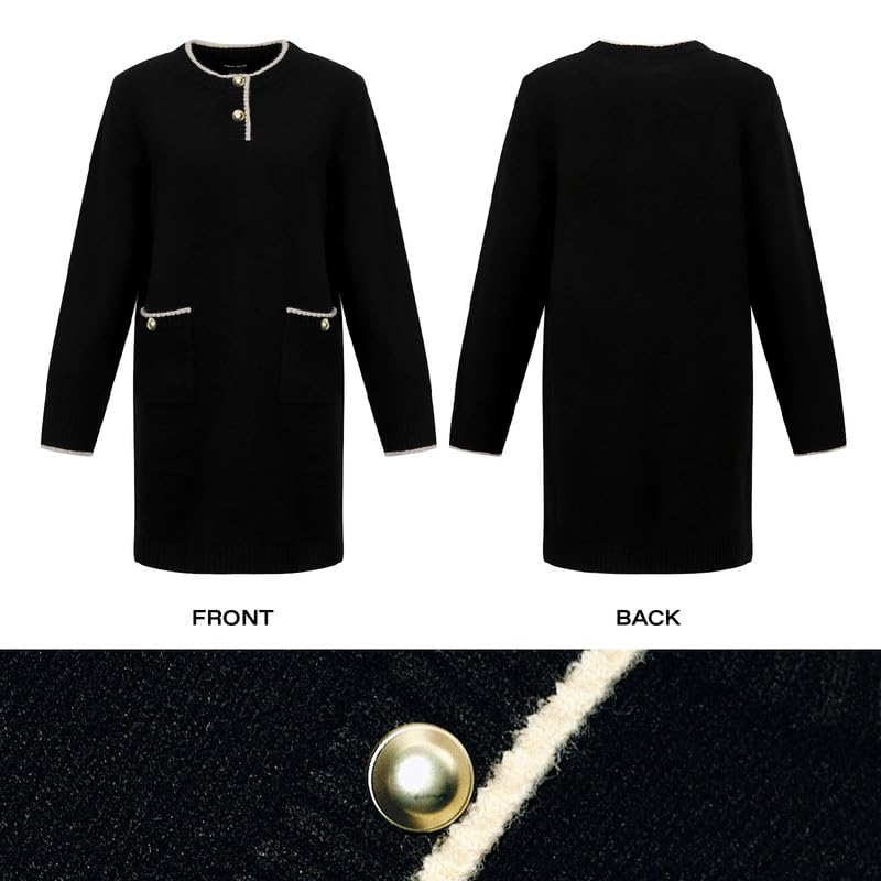 Fall Oversized Sweater Dresses for Women 2025 Long Sleeve Knit Casual Crew Neck Loose Mini Pullover Tops3