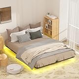 Kaelidra Queen Size Floating Bed Frame with Smart LED Lights, Heavy Duty Metal Platform Floating Bed Frame, No Box Spring Needed, Easy Assembly, Noise Free
