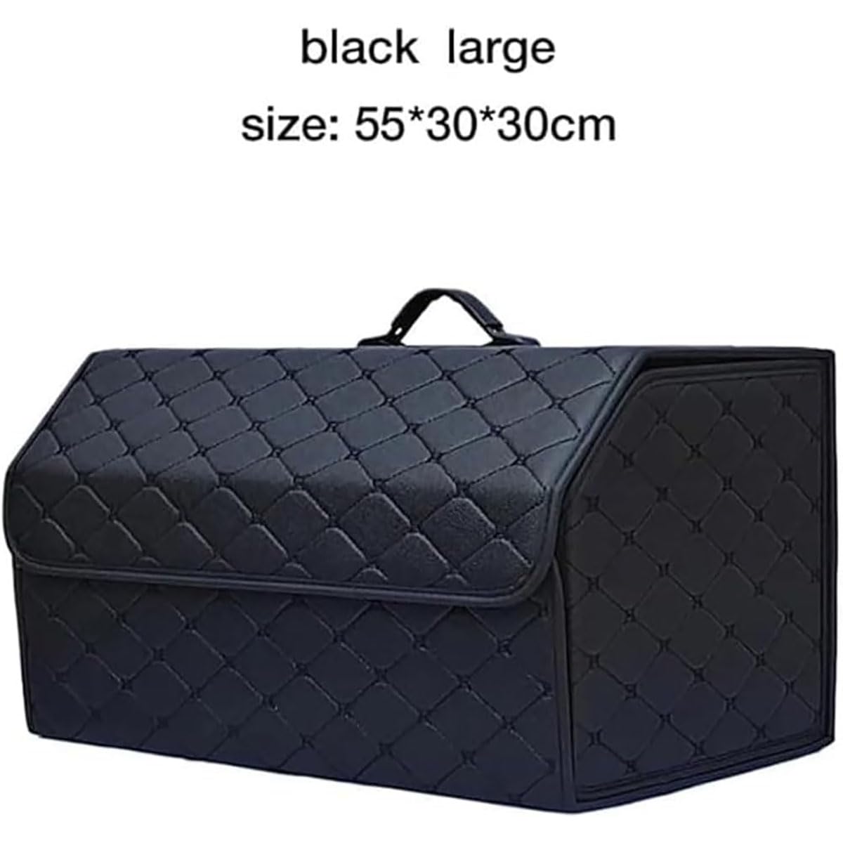 Organizer Bagagliaio Auto per, Pieghevole Borse per Bagagliaio in Pelle Scatola di Immagazzinaggio con Coperchio Accessori,L-A/Black