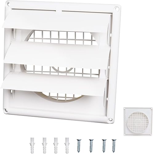Cubierta de ventilación de secadora de 6 pulgadas para exteriores, cubierta de ventilación para pared exterior (tamaño total de la unidad 8 x 8
