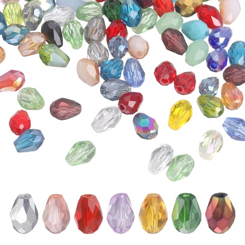 MECCANIXITY 50 perles cristal goutte 6x8mm teintes variées