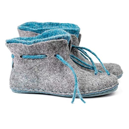 BureBure Warm Wool Ankle Boots Slippers for Women Blue Grey