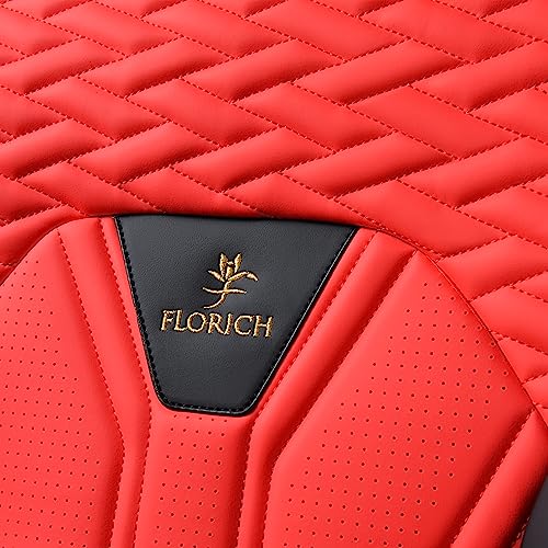 Image of FLORICH Seat Covers for Cars, Waterproof Seat Covers, Leather Car Seat Covers 2 Pack, Universal Seat Cushion Protector for Most Cars Trucks SUV-Black&Red