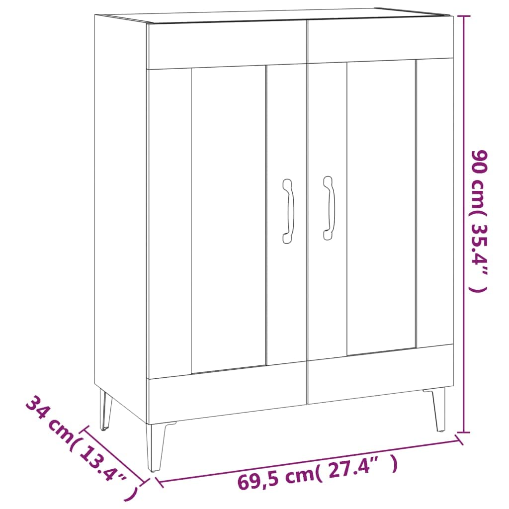 Credenza,Mobiletto Multiuso Madie moderne soggiorno Con scomparti Per Sala da Pranzo Salotto Corridoio Cucina 69,5x34x90 cm in Legno Multistrato Bianco Lucido