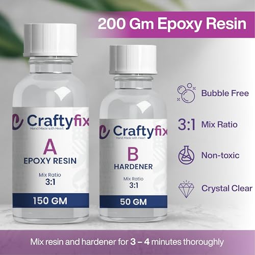 Image of Craftyfix DIY Resin Art Kit with 200 Gm Resin and 3 Keychain Earring Making Mould Kit with Glitter Mica and More, Multicolour